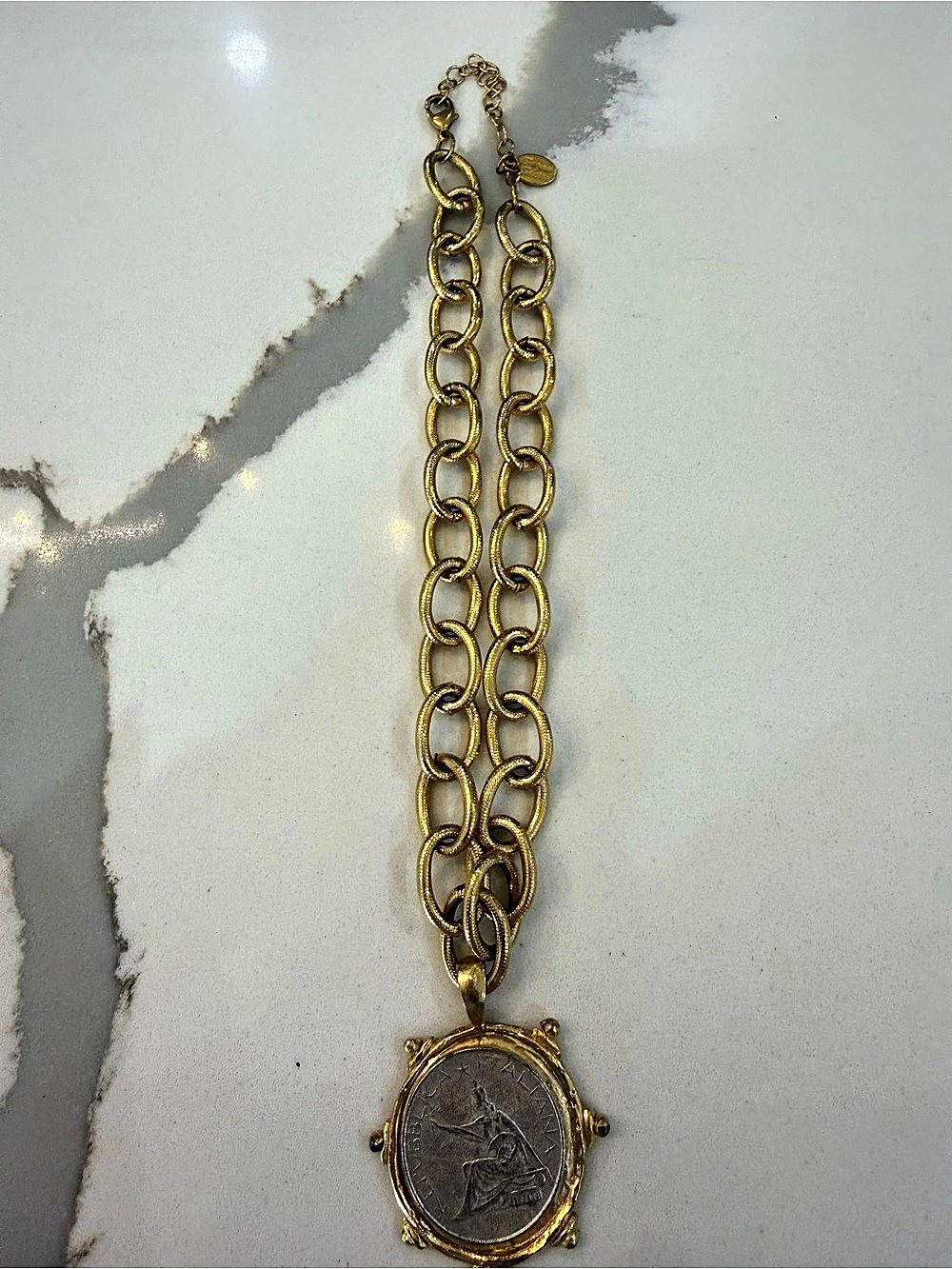 Susan Shaw Florence Mixed Metal Italia Coin Necklace Gold & Gray